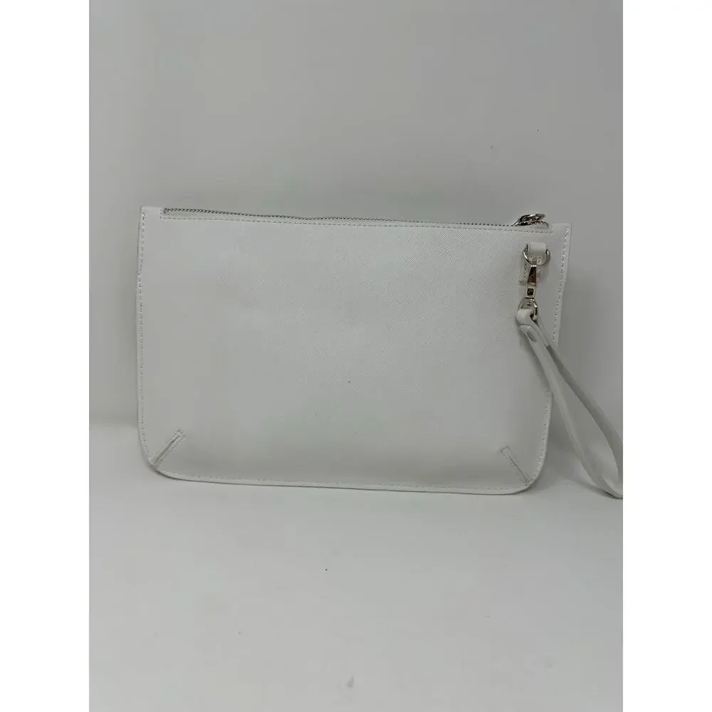 White House Black Market NWT White Purple Hydrangea Stud Wristlet Clutch Purse - Picture 2 of 8